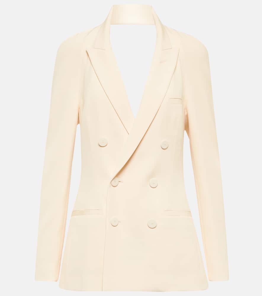 Jean Paul Gaultier + Lotta Volkova Draped Open-back Double-breasted Wool Blazer In Beige