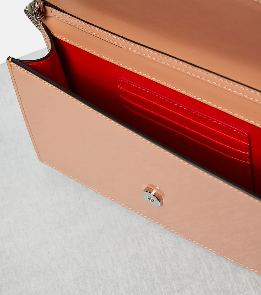 Christian Louboutin Loubi54 Patent Leather Clutch In Nude/silver