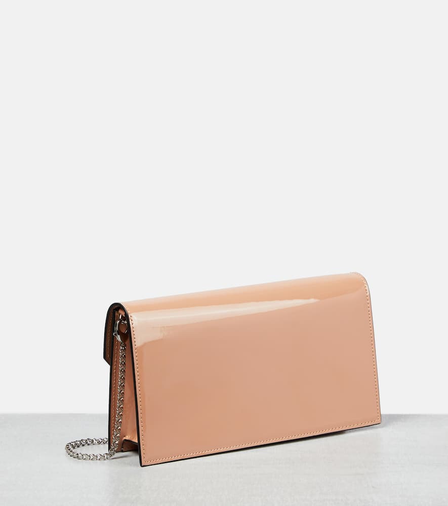 Shop Christian Louboutin Loubi54 Patent Leather Clutch In Nude/silver