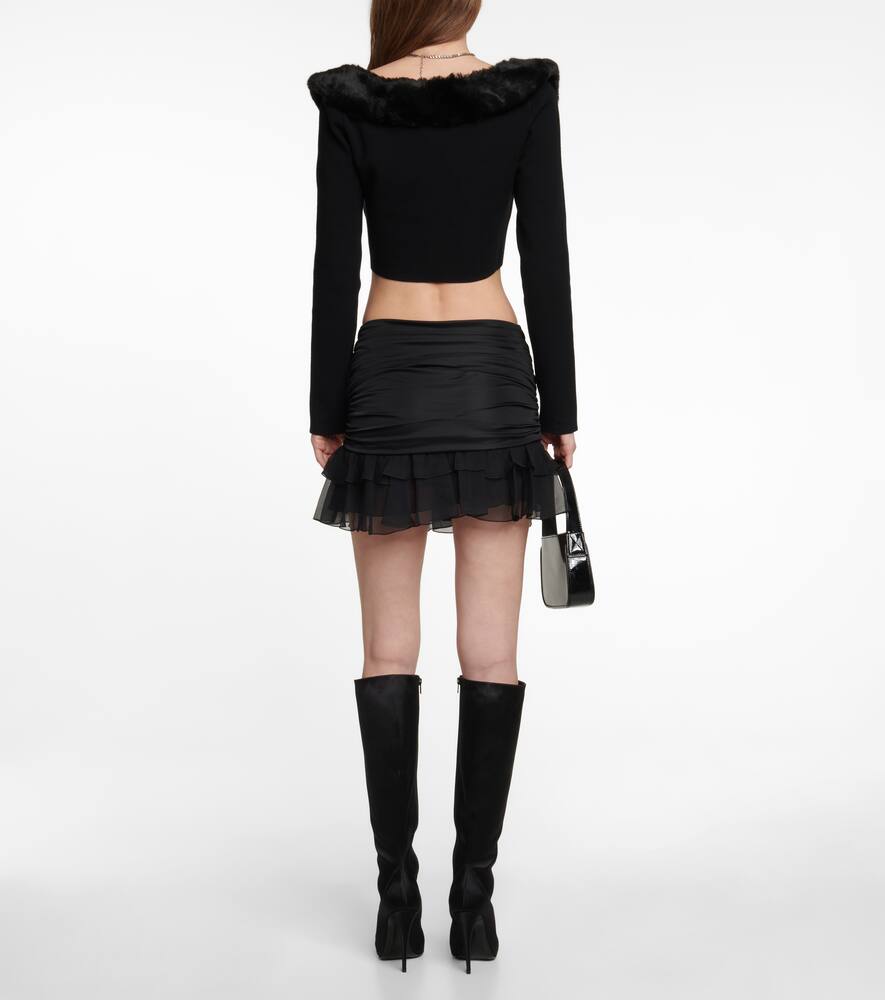 Shop Blumarine Ruffle-trimmed Pleated Miniskirt In Nero