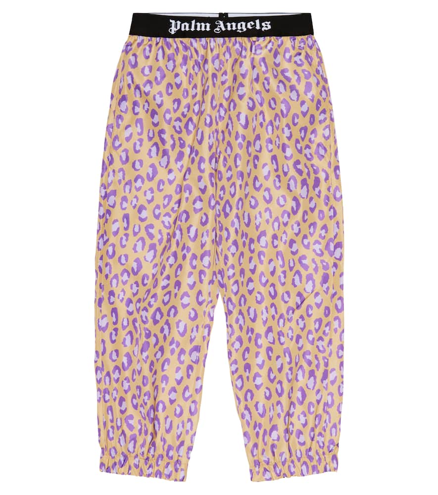 Palm Angels Leopard-print Track Pants In Beige Lilac
