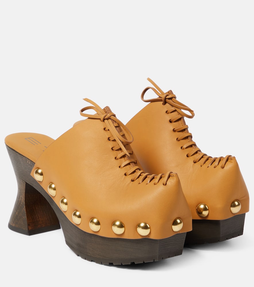 50 leather platform clogs