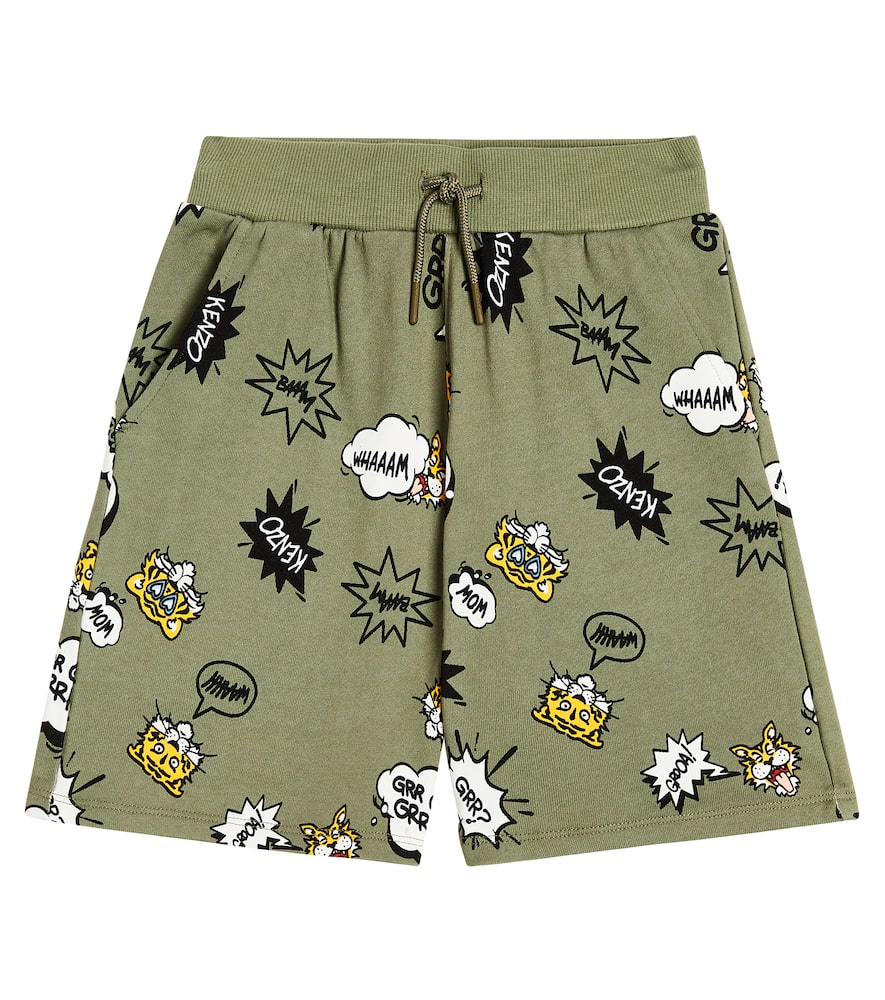 Kenzo Kids Printed cotton-blend jersey shorts