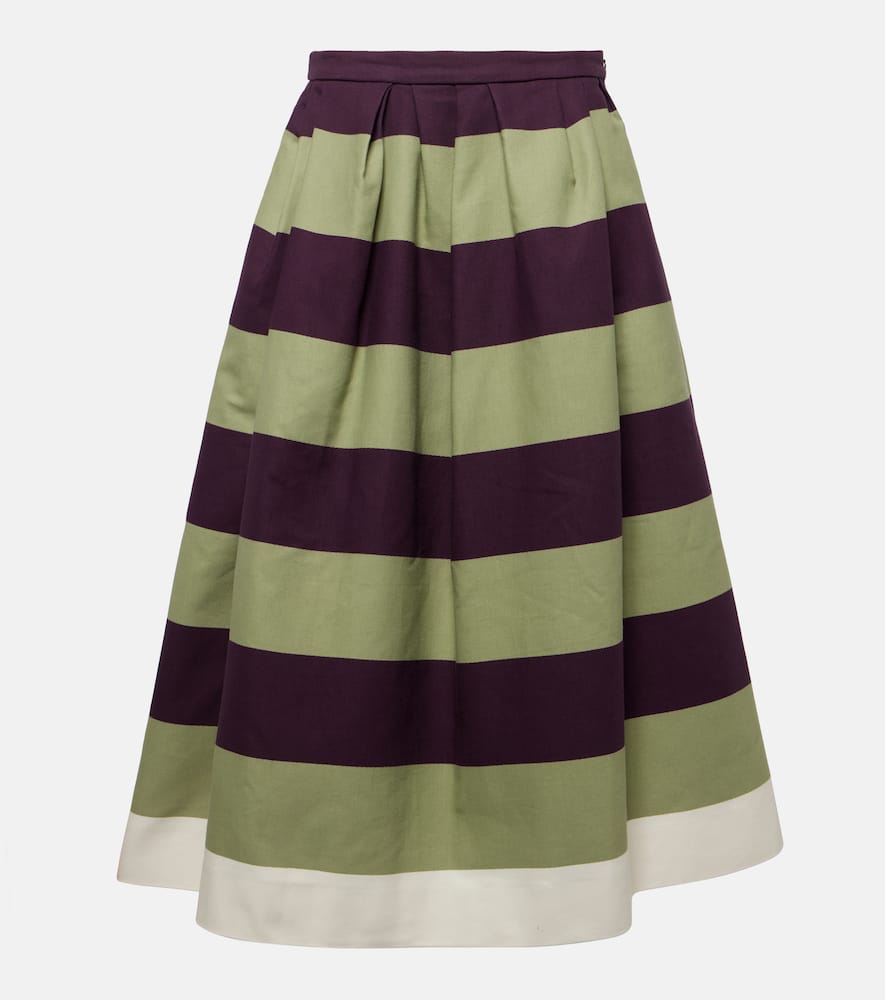 Dries Van Noten Striped Cotton Midi Skirt In Multicoloured