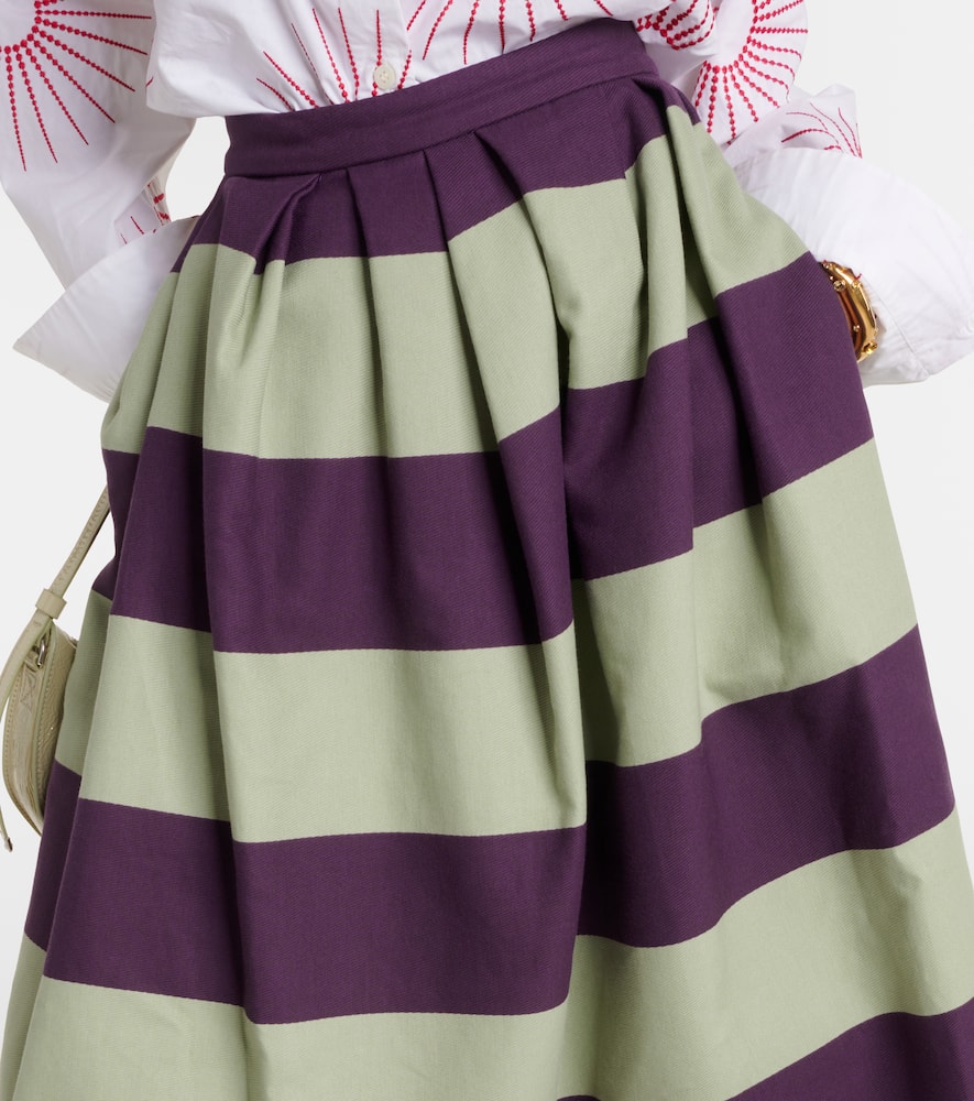 Dries Van Noten Striped Cotton Midi Skirt In Multicoloured