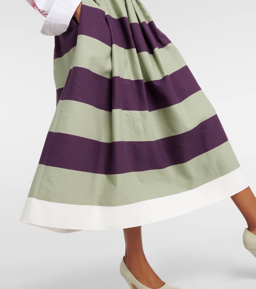 Dries Van Noten Striped Cotton Midi Skirt In Multicoloured