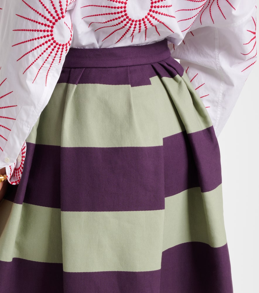 Dries Van Noten Striped Cotton Midi Skirt In Multicoloured