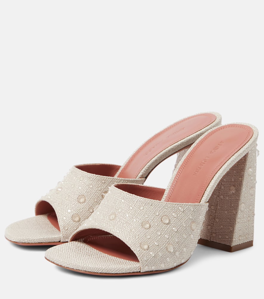 Amina Muaddi Woman Sandals Beige Size 7 Textile Fibers In Beige