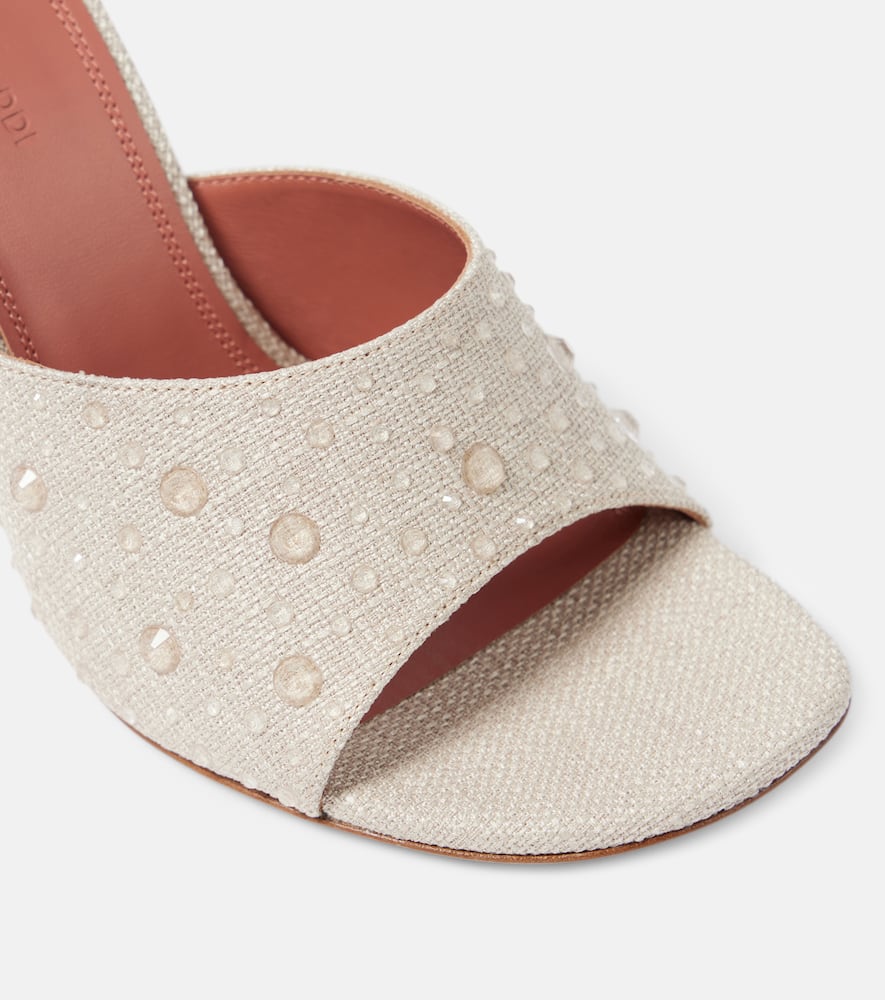 Amina Muaddi Woman Sandals Beige Size 7 Textile Fibers In Beige