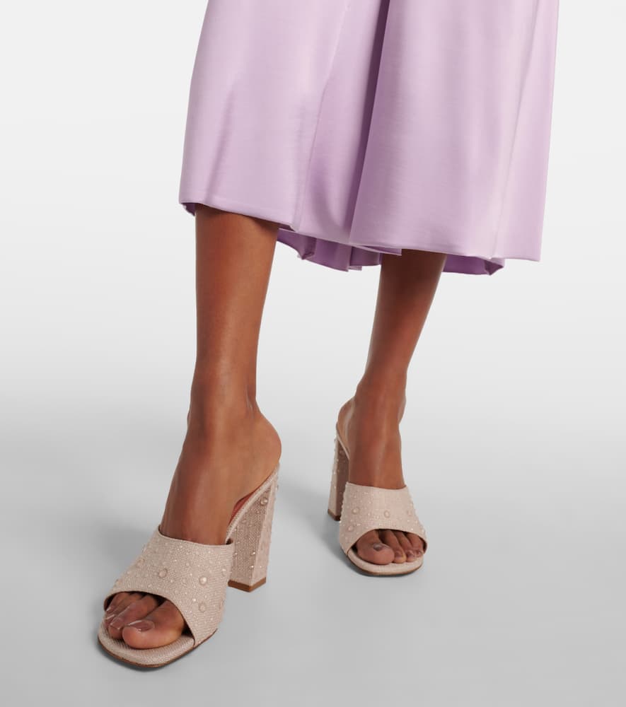 Amina Muaddi Woman Sandals Beige Size 7 Textile Fibers In Beige