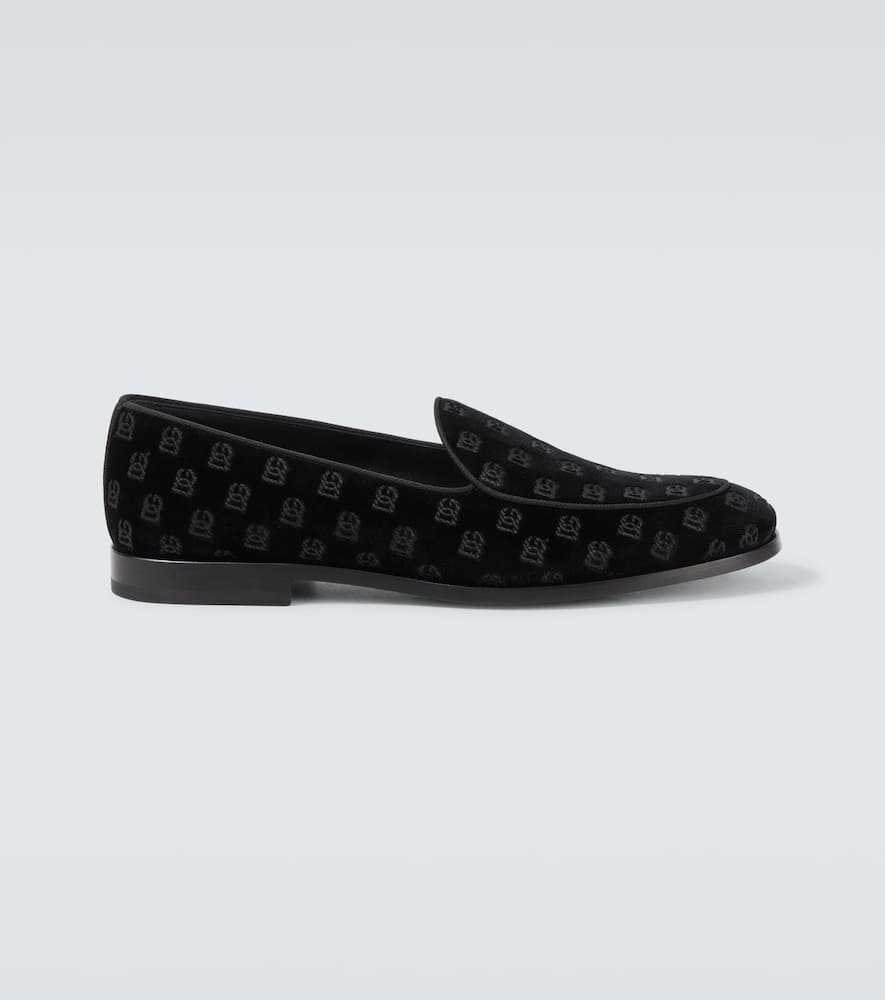 Dolce & Gabbana Vivaldi Velvet Loafers In Black