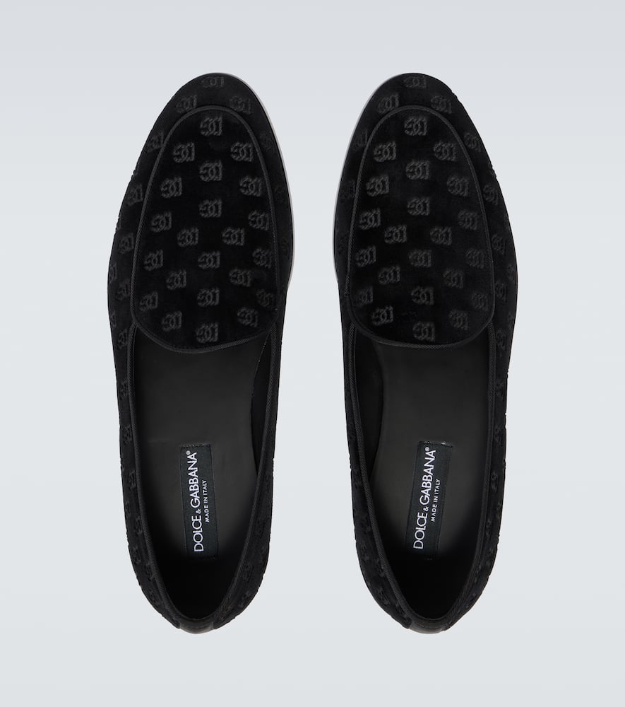 Dolce & Gabbana Vivaldi Velvet Loafers In Black