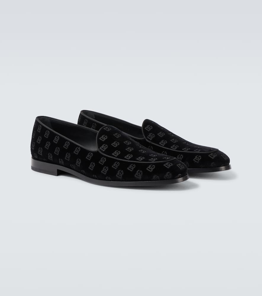 Dolce & Gabbana Vivaldi Velvet Loafers In Black