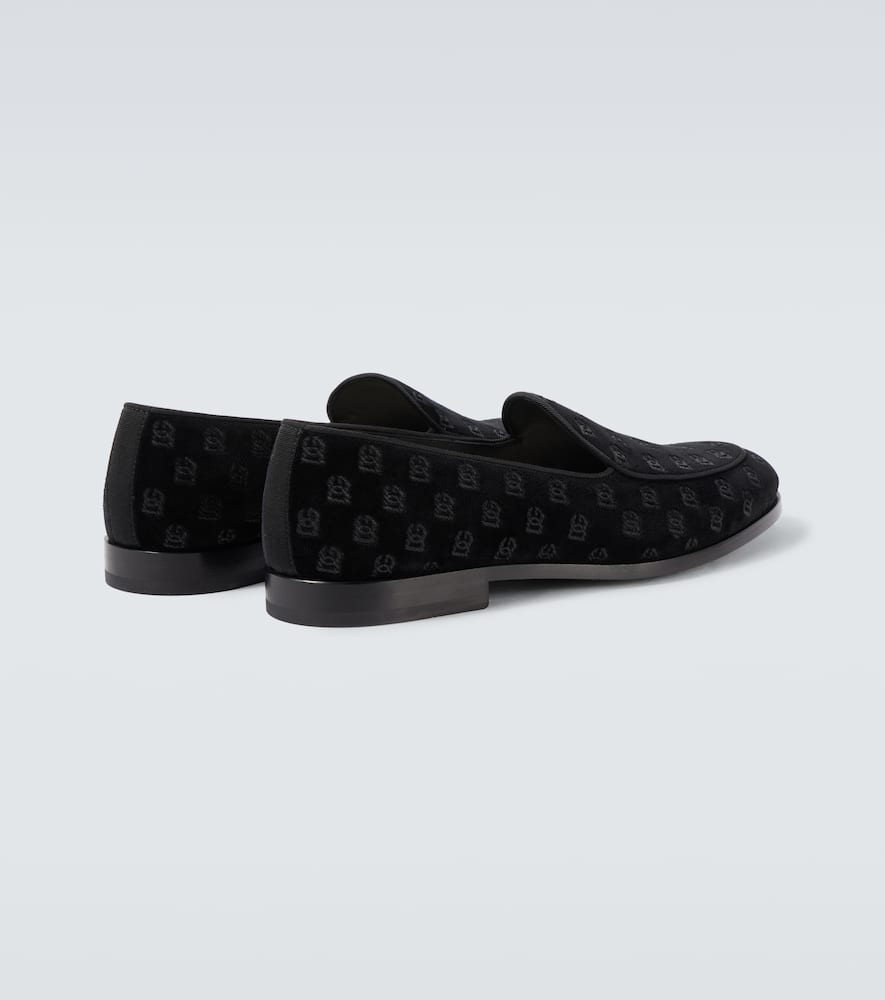 Dolce & Gabbana Vivaldi Velvet Loafers In Black