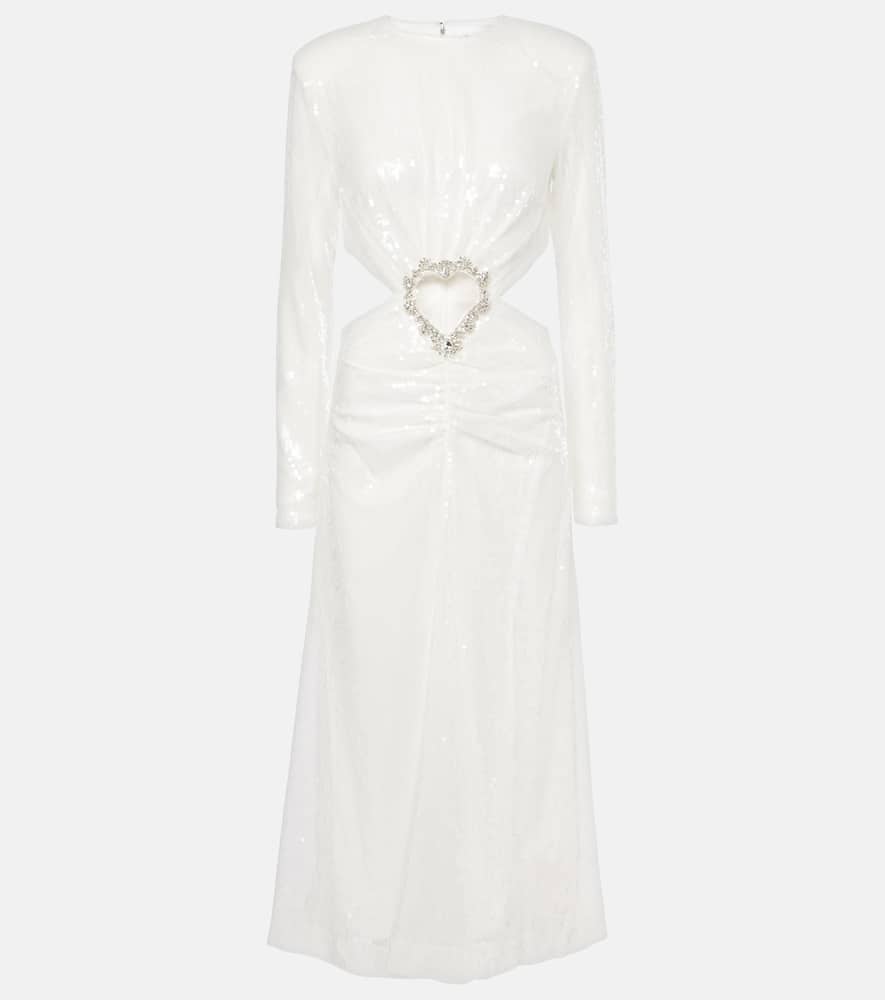 Bridal sequined cutout midi dress