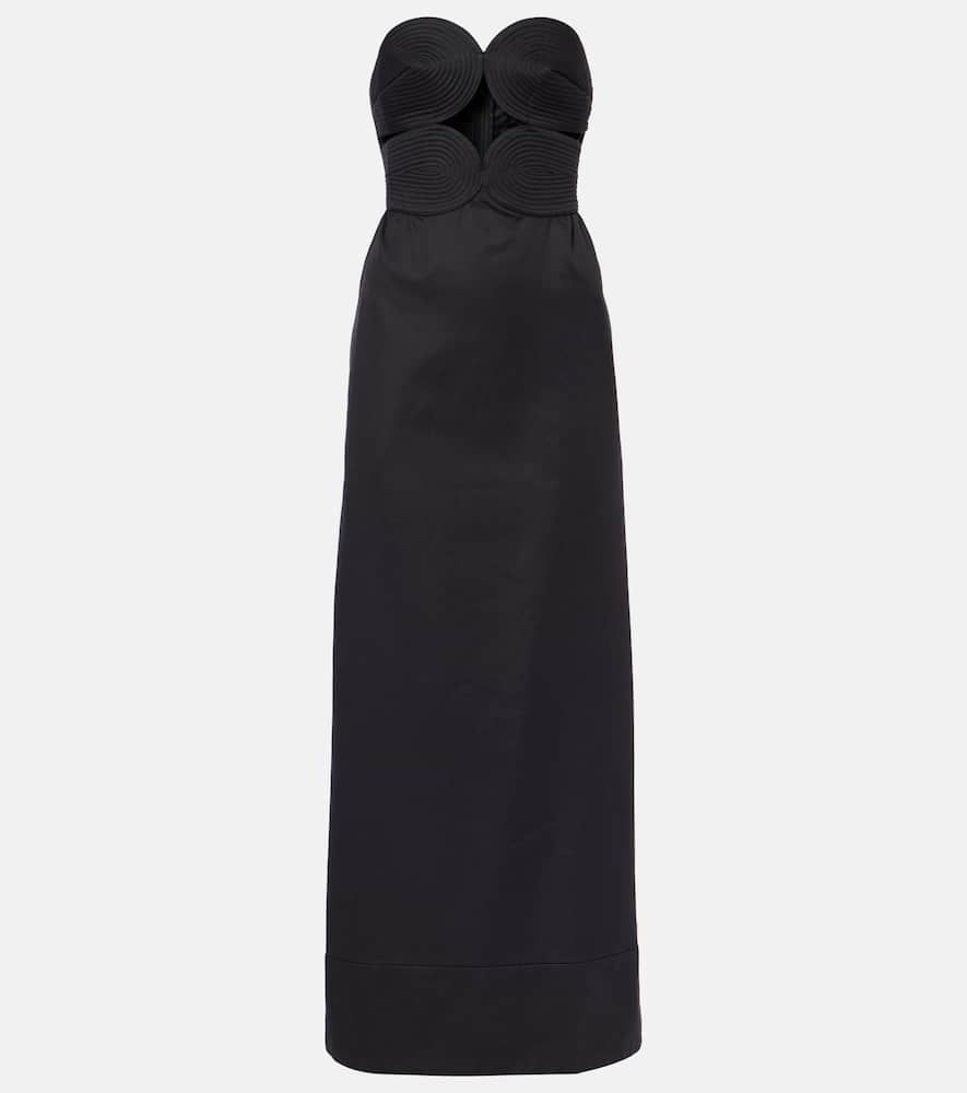 Strapless cotton and linen-blend maxi dress