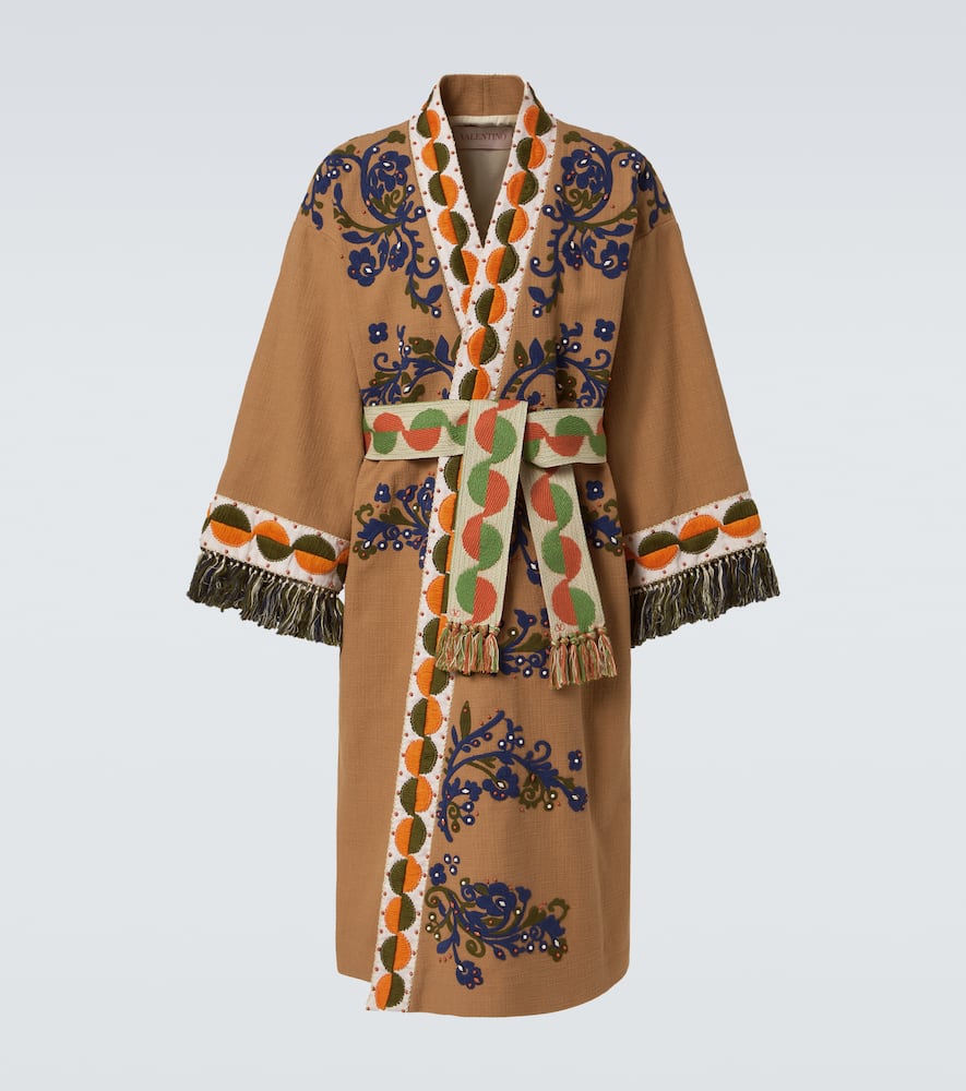 Valentino Embellished Cotton Cardigan In Multicoloured