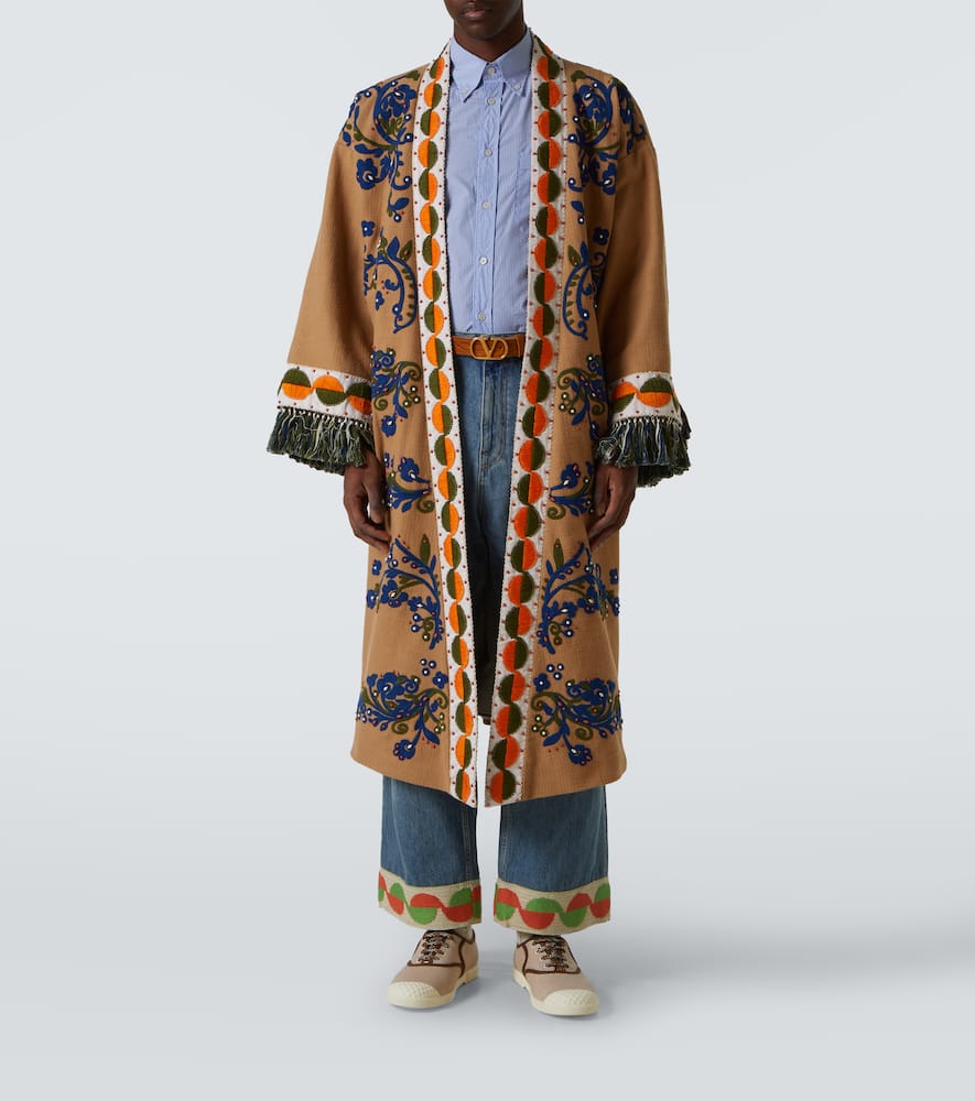 Valentino Embellished Cotton Cardigan In Multicoloured