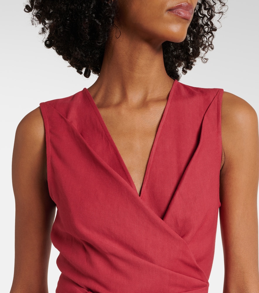 Brunello Cucinelli Gathered Midi Dress In Red