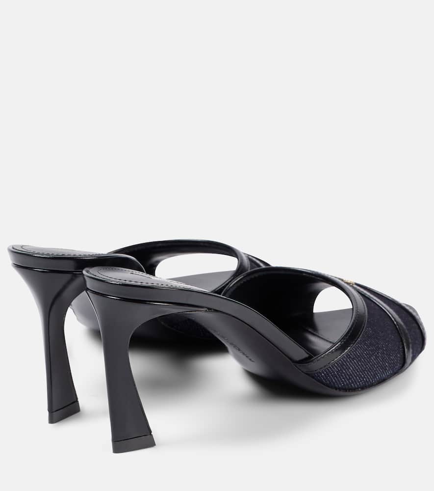 VICTORIA BECKHAM LEATHER-TRIMMED DENIM MULES