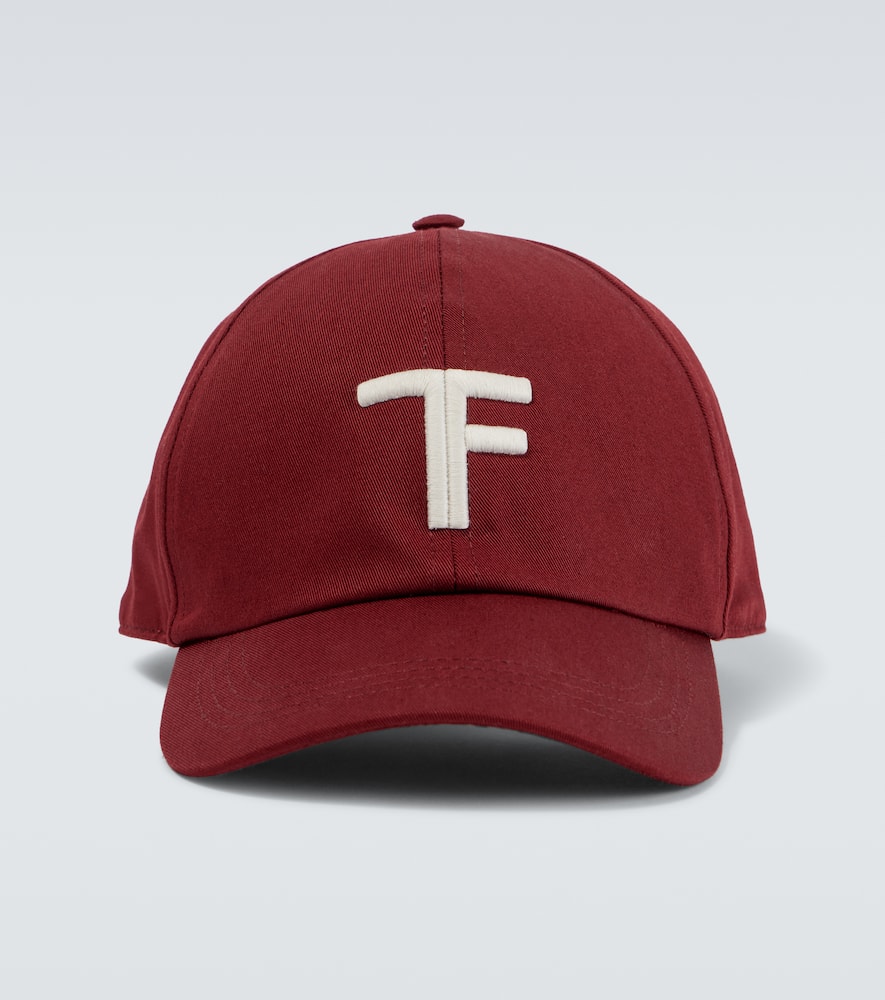 TF embroidered leather-trimmed baseball cap