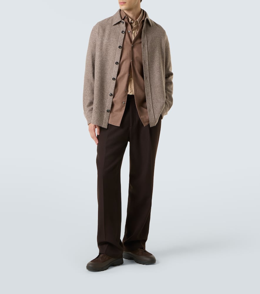 Zegna Cashmere And Silk Overshirt In Brown