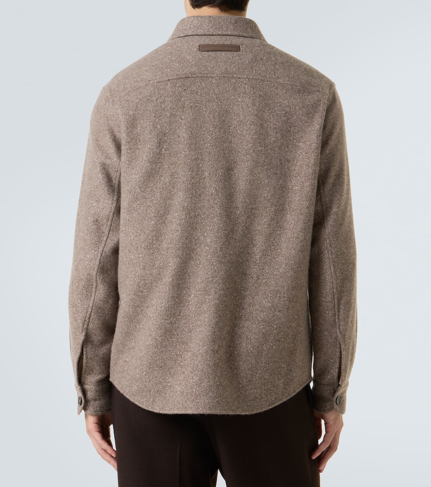 Zegna Cashmere And Silk Overshirt In Brown