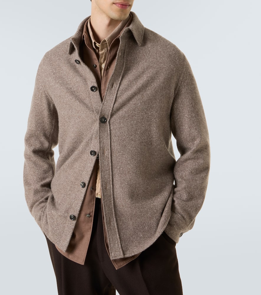 Zegna Cashmere And Silk Overshirt In Brown