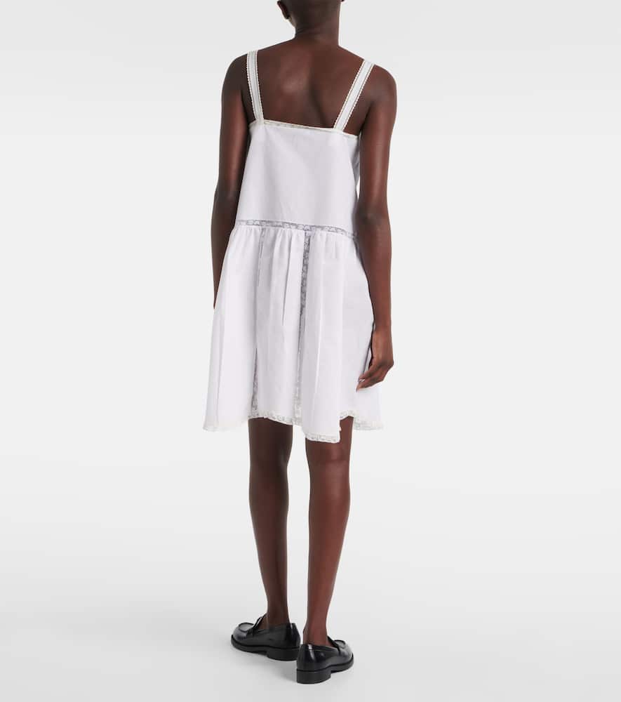 Prada Lace-trimmed Cotton And Linen Minidress