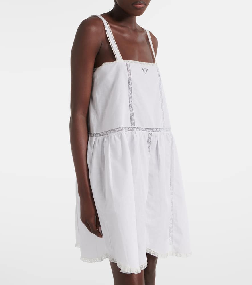 Prada Lace-trimmed Cotton And Linen Minidress