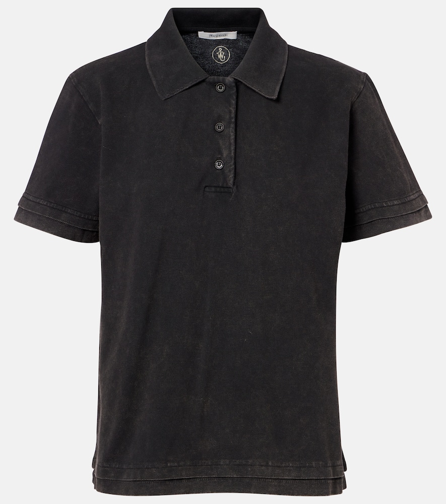 Jw Anderson Cotton Piqué Polo Shirt In Black