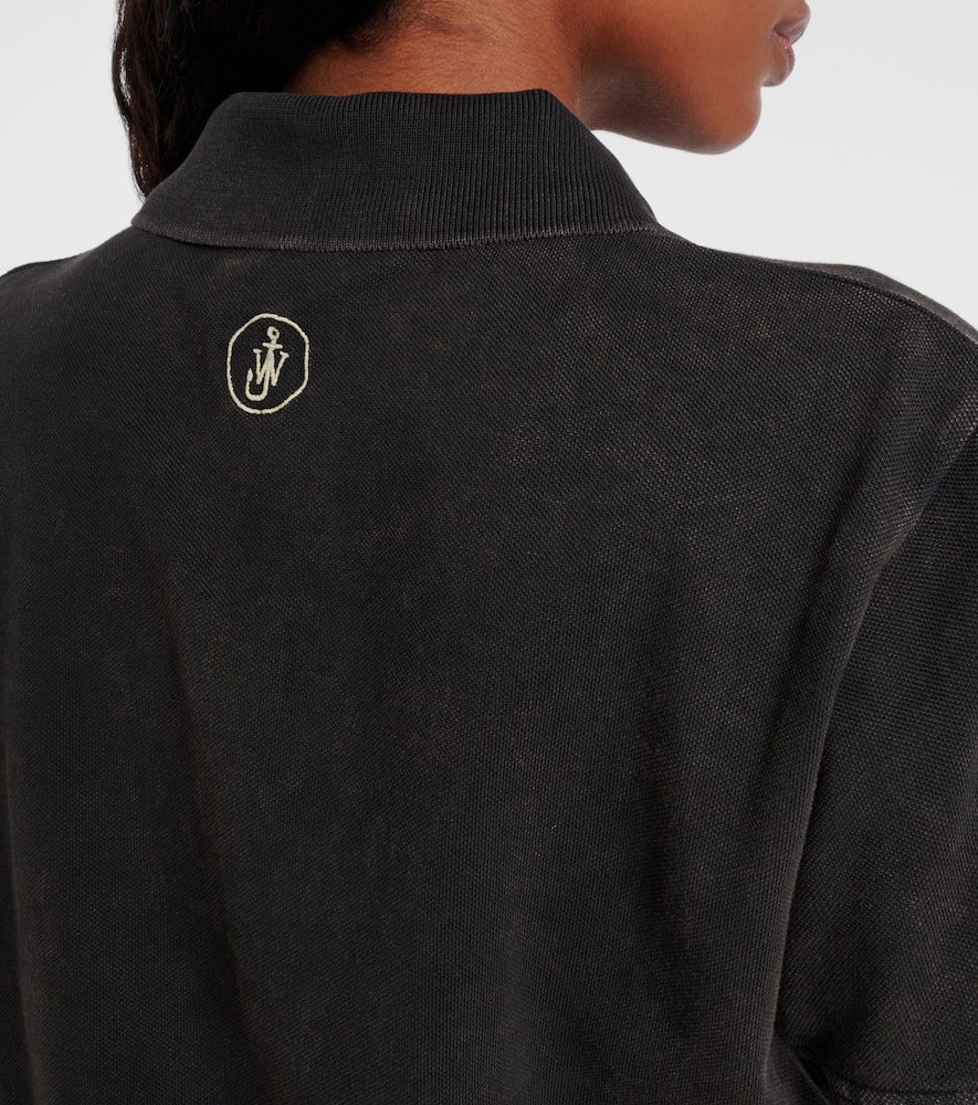 Jw Anderson Cotton Piqué Polo Shirt In Black