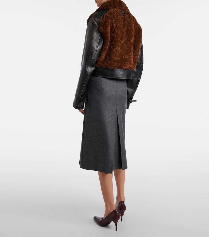  Prada Prada Lederjacke Mit Shearling 