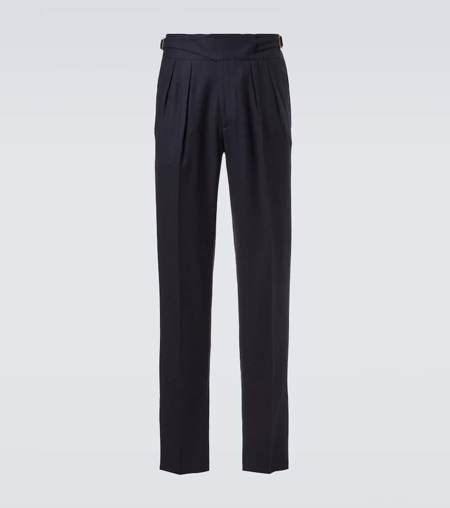 Virgin wool flannel tapered pants