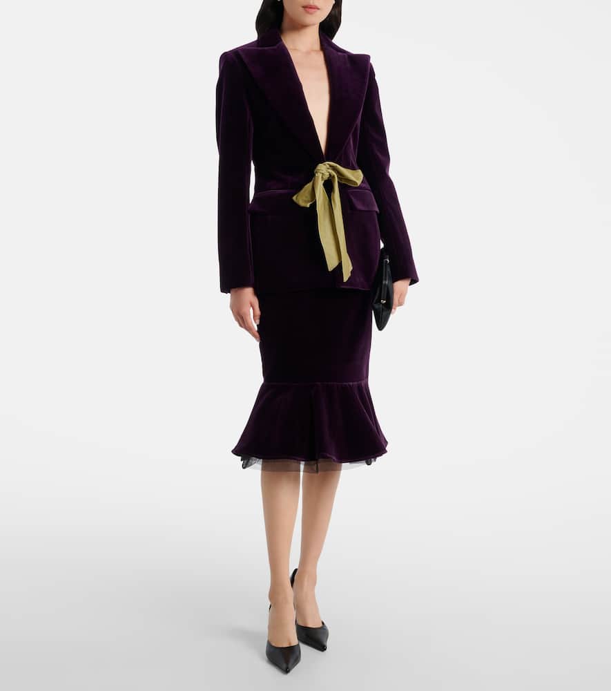 Nina Ricci Plum Velvet Tailored Blazer Bow In Purple