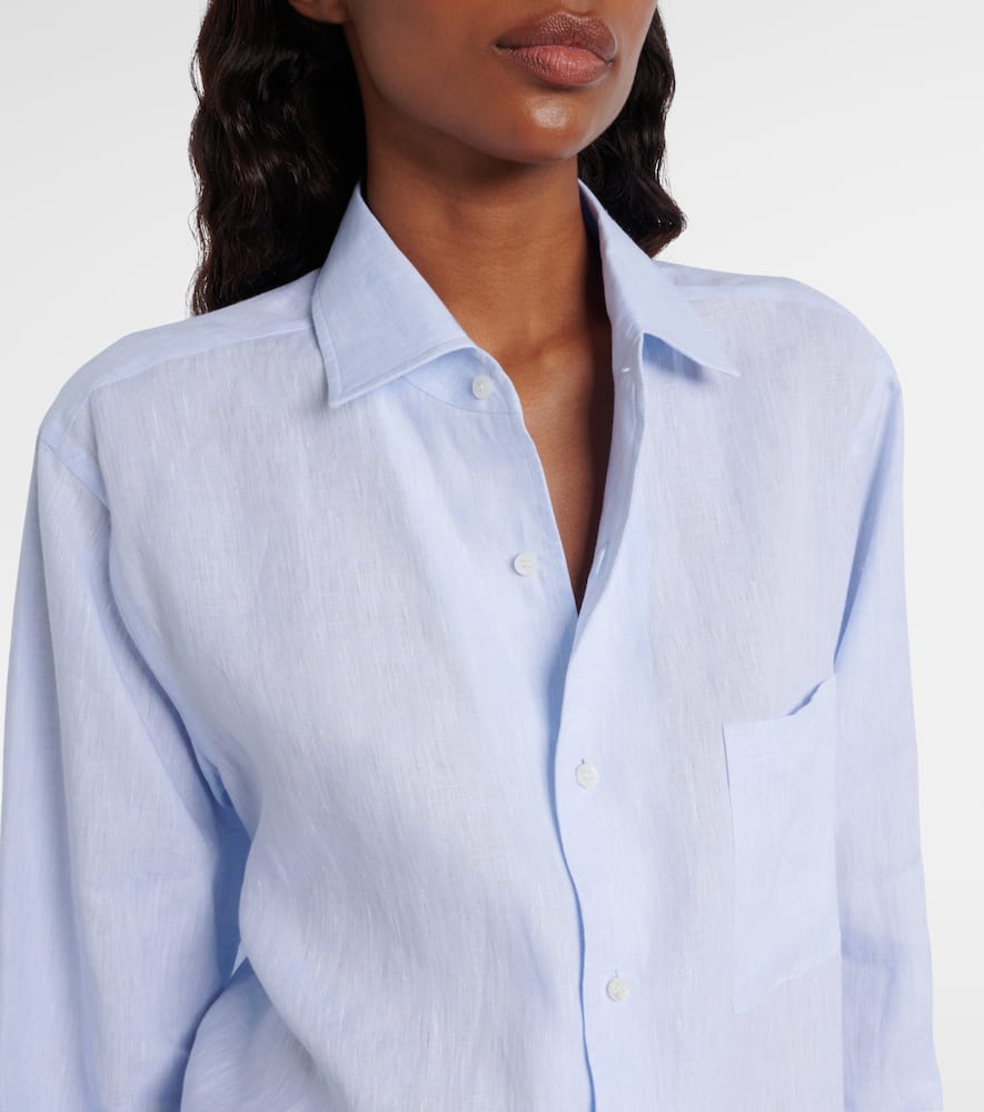 Loro Piana Andre Linen Shirt In Blue
