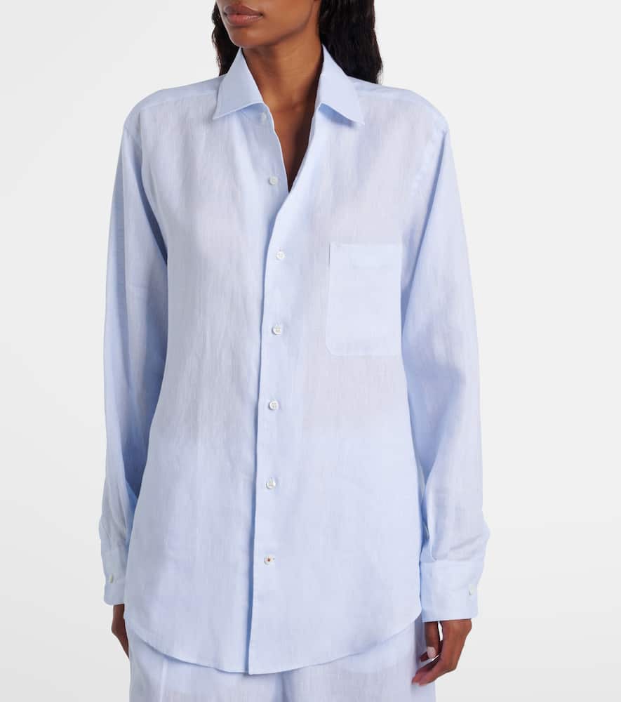 Loro Piana Andre Linen Shirt In Blue