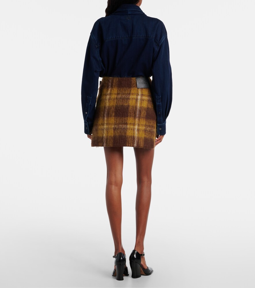  Loewe Loewe Checked Mohair And Wool Miniskirt 