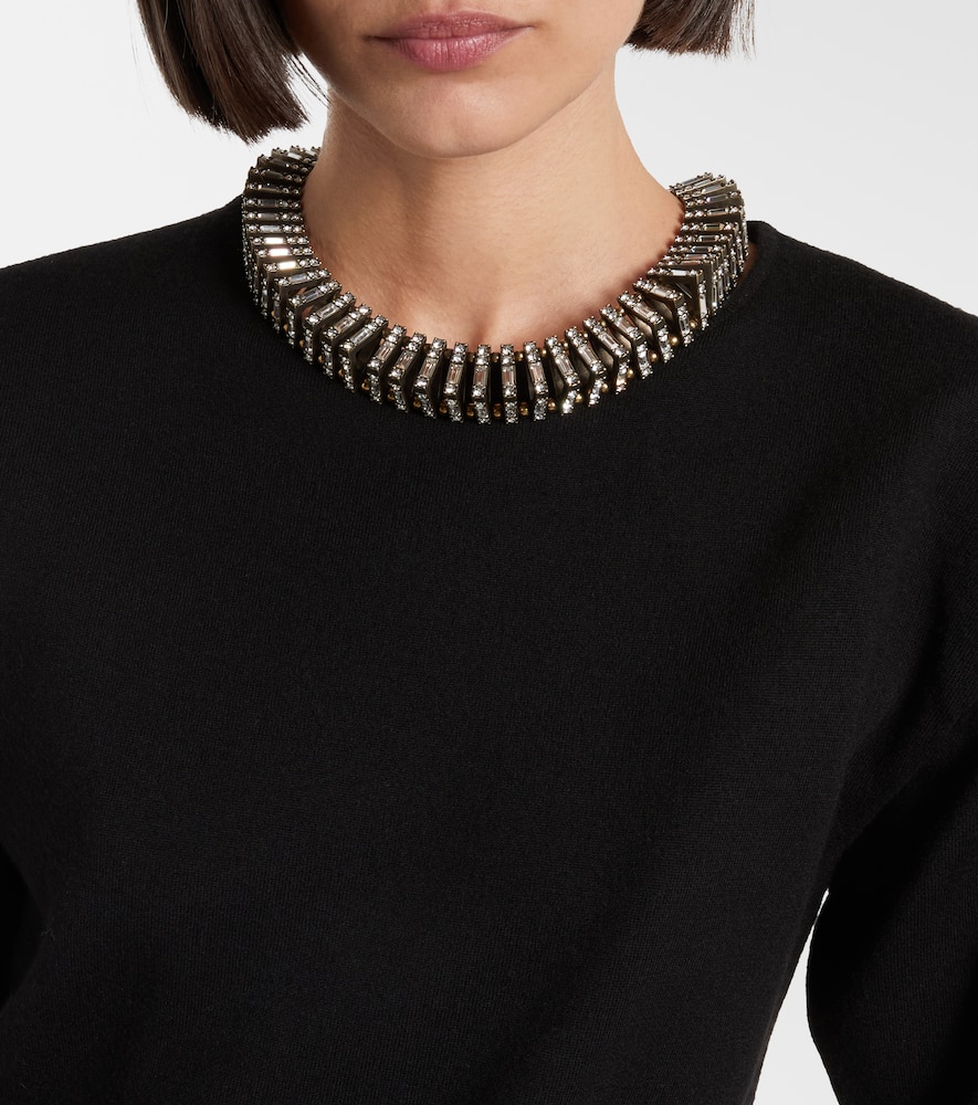 Saint Laurent Pyramid Crystal-embellished Chain Necklace In Gold