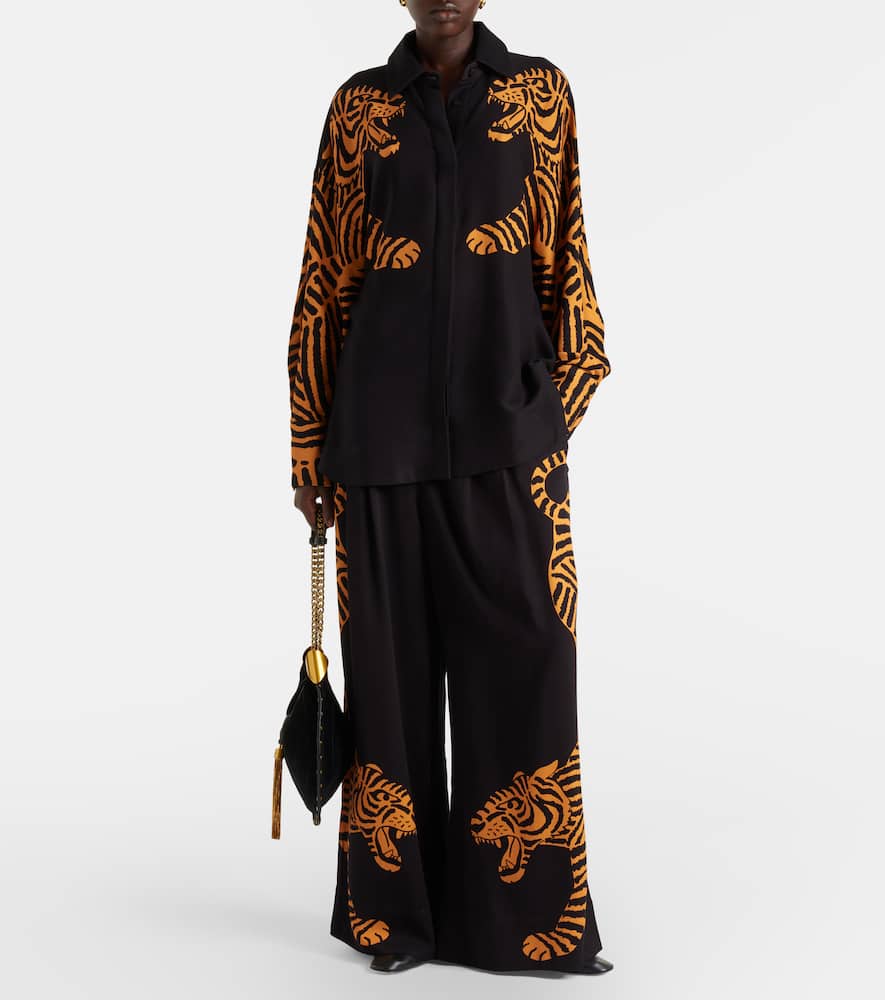 Farm Rio Black Tiger Shirt In Black