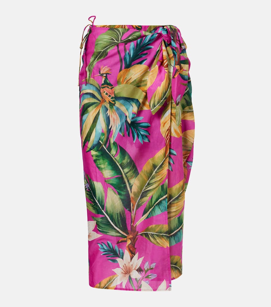 Farm Rio Tropicalia Printed Cotton Midi Skirt In Multi