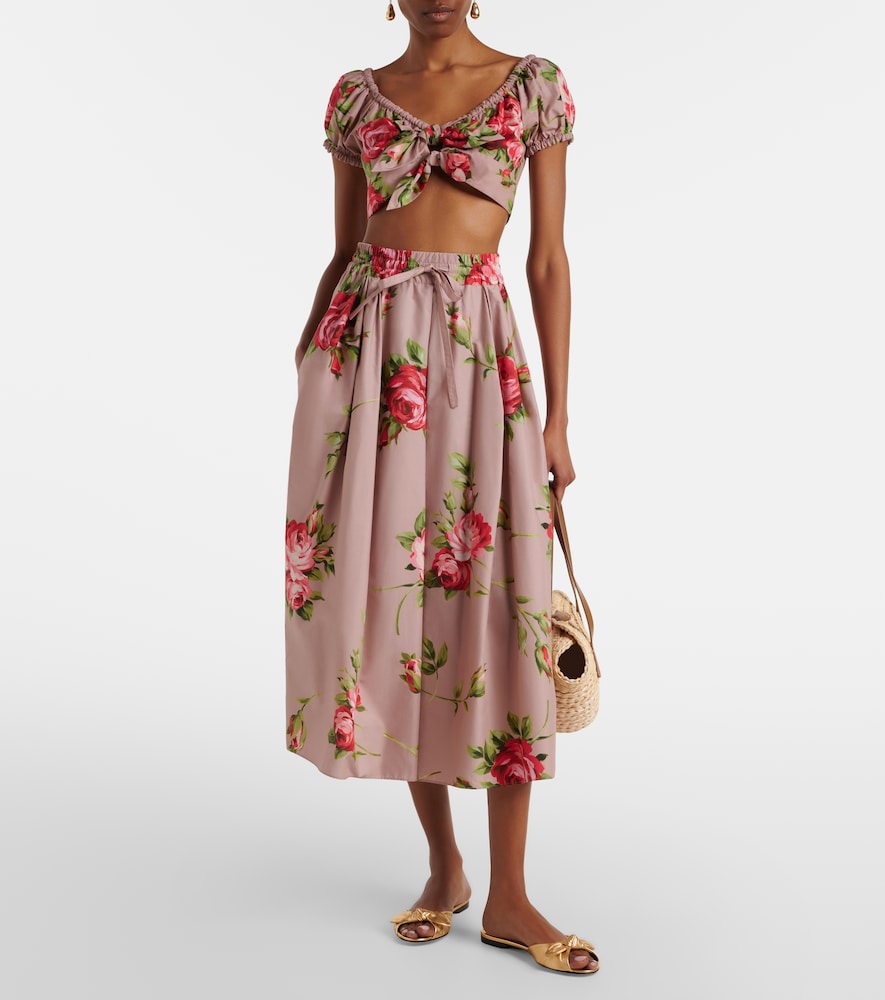 Dolce & Gabbana Floral pleated cotton midi skirt