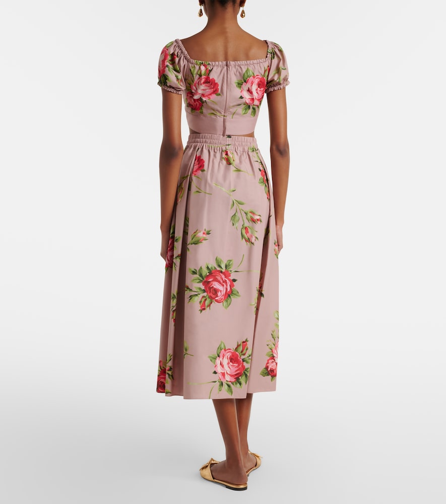 Dolce&Gabbana Floral Pleated Cotton Midi