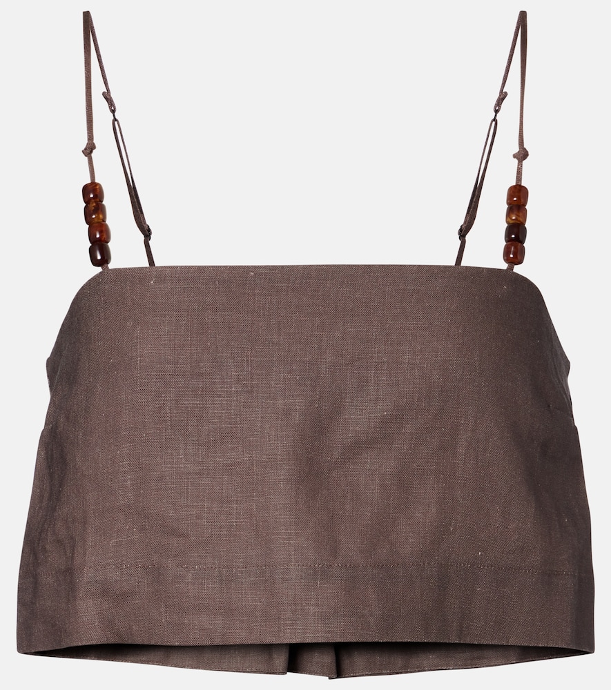 Chianti Beaded Linen Crop Top