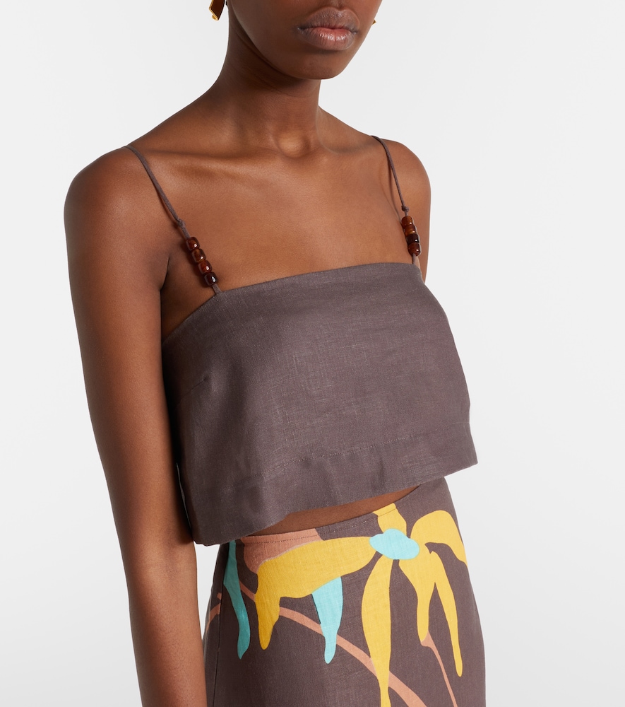  Faithfull Faithfull Chianti Beaded Linen Crop Top 