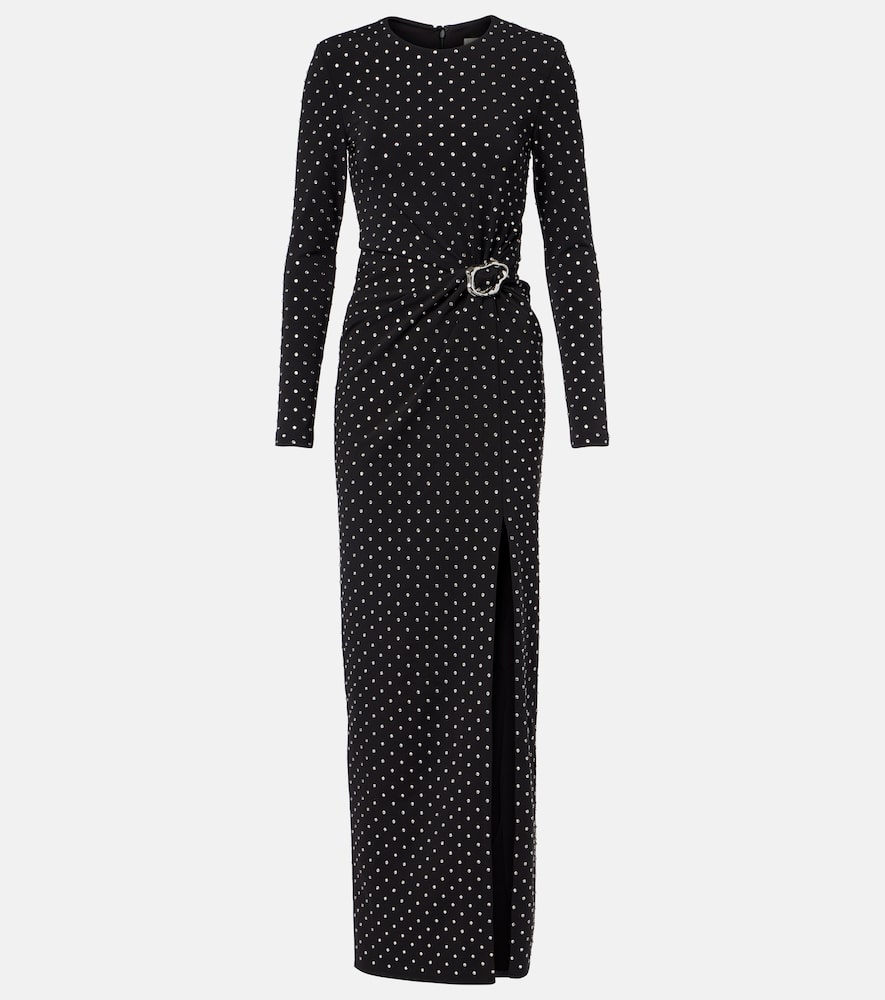 Roland Mouret Embellished Gathered Jersey Gown In Black