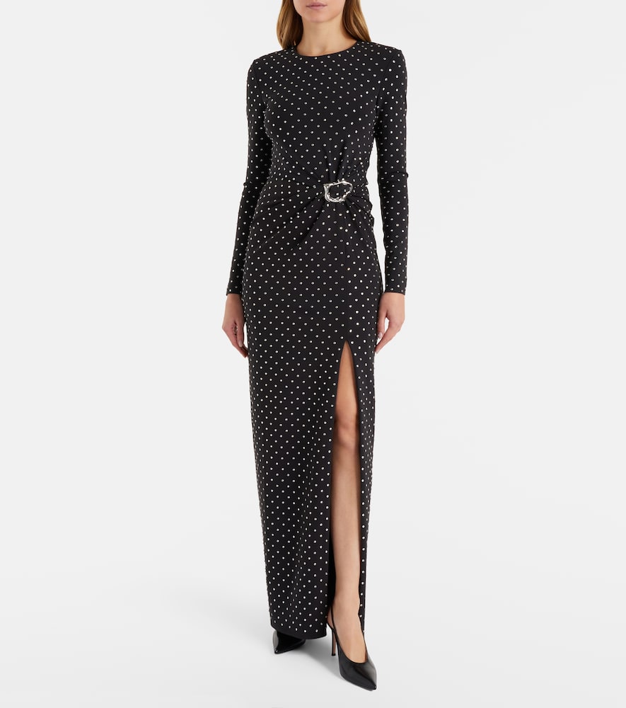Roland Mouret Embellished Gathered Jersey Gown In Black