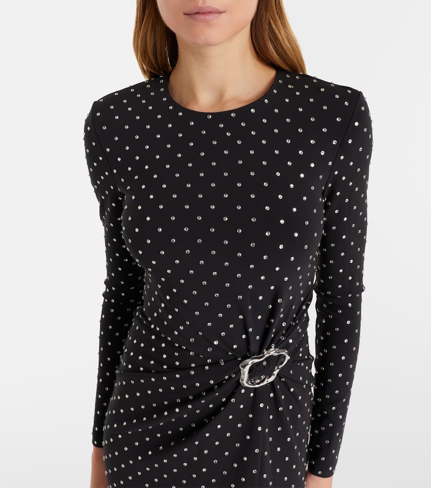 Roland Mouret Embellished Gathered Jersey Gown In Black