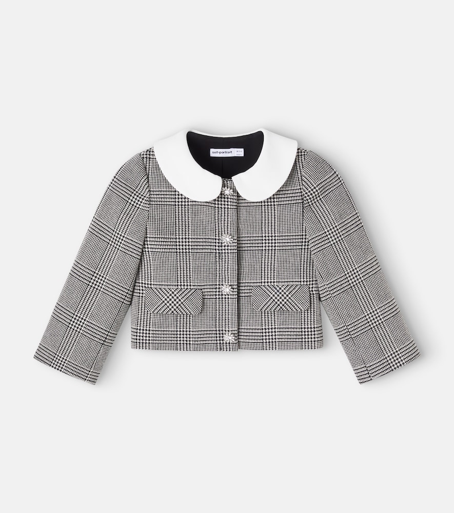 Self Portrait Houndstooth Crystal Trim Jacket - Female - Light Jackets - Black - 6 Y | 116 Cm - Kids - Image 2