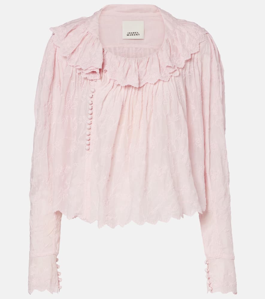 Isabel Marant Zelly Embroidered Cotton And Silk Blouse In Pink